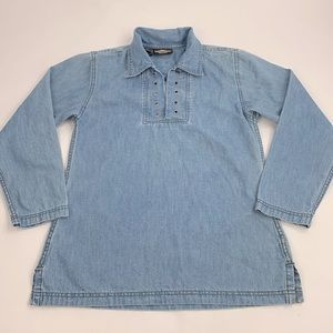 Harley Davidson Denim Jean Tunic Top V neck collar Size XS Milwaukee Wisconsin